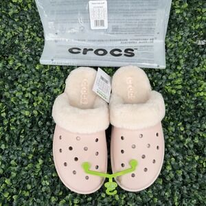 Crocs Classic Fuzz Scuff Slippers Womens 9 Mens 7 Pink Quartz Warm Comfort